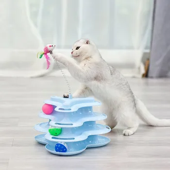 Tre Niveauer Pet Cat Toy Tower Spor Disc Kat Intelligens Morskab Triple Pladespiller Katte, Med Tænder, Kløer