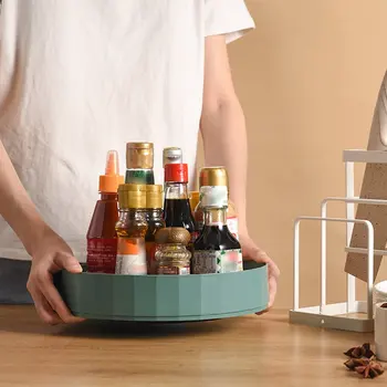 Hot Pladespiller Spice Rack Roterende Planlægning Køkken Holder Til Spice Flasker Olie Ingredienser Krukker Madlavning Bagning Tilbehør