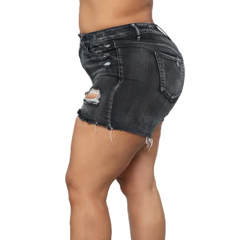 L-5XL Plus Size Denim Shorts Lynlås Kvinder Ripped Fast Damer Korte Bukser Lomme Stor Størrelse Kvindelige Høj StreetDenim Shorts D30