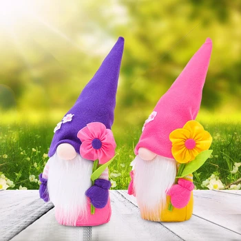 Blomst Skov Gamle Mand Gnome Indretning Mors Dag Står Indlæg Ansigtsløse Bløde Dukke Hjem Plads Skrivebordet Pynt