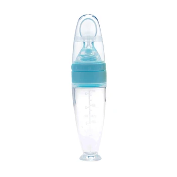 90 ml Silikone Baby Feeding Bottle Ris, Pasta håndfri sugekop Tætte Squeeze Aftagelig Barn Med Skeen Sikker Blød
