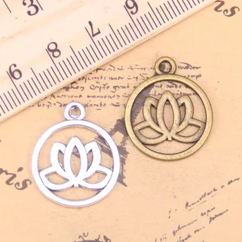 76pcs Smykker Charms lotus blomst 20mm Antik Sølv Belagt Vedhæng Gør DIY Håndlavede Tibetanske Sølv Smykker