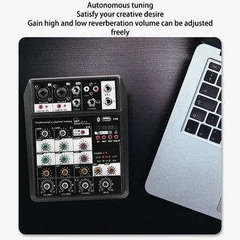 Mini Bærbar Audio-Mixer med USB-DJ Sound Mixing Console MP3-Stik 4-Kanals Forstærker til Karaoke KTV Party
