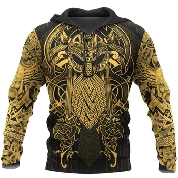 Nye Viking Odin ' s Ravn, gul tatoveringer 3D printet Hoodie Sweatshirt mode Unisex Hoodie casual jakke Pullover