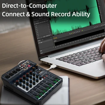 Depusheng T6 Audio Mixer 6-KANALS Lyd Controller-Interface med USB-16 bit DSP Processor Lydkort til PC-Optagelse Streaming