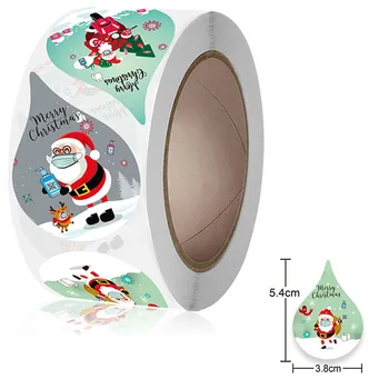 Søde Dråber Glædelig Jul-Klistermærker Santa Claus Med Ansigtsmaske Forsegling Label For Xmas Holiday Party Gave Decor