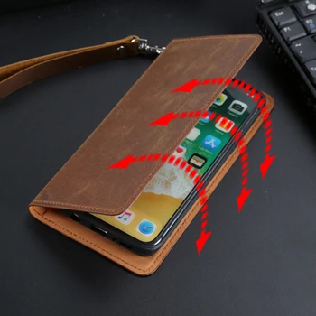 Ægte Læder Flip Phone Tilfældet For Meizu 15 16 16X 16 16 16 16XS 17 Pro 6 7 Plus X8 Tegnebog Luksus Koskind Bag Cover