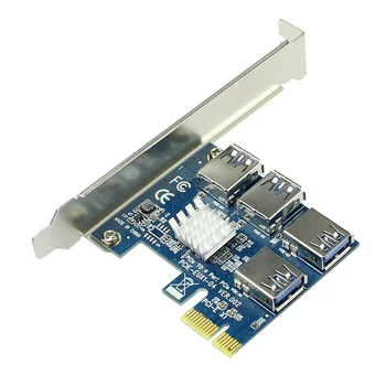 PCI-E til en USB-Adapter 4-port PCI-E X1 til USB 3.0 Riser Card Extender Board Minedrift Tilbehør PCI-E til USB Extender-Kort