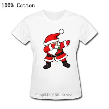 Klassiske Søde Duppe Santa Claus Unge Tilpassede T Shirt Kort Ærme Part Familty T-Shirt i Bomuld Jul Tøj til Kvinder Tshirt