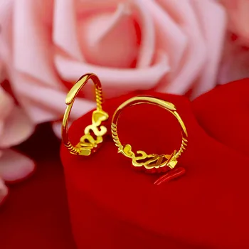 KYS&BLOMST RI11 Fine Mode Hot Smykker Engros Mode Kvinde Mand Elskere Fødselsdag, Bryllup Gave KYS 24KT Guld Ring Resizable