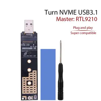 M. 2 NVME til USB Adapter M-Tasten M. 2 NGFF NVME til USB 3.1 Kortlæser M. 2 NVME SSD-adapterkortet for Windows