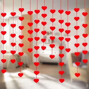 1 Sæt Ikke-vævet Hængende Kærlighed Hjerte Gardin Romantiske Hjem Bryllup Dekoration