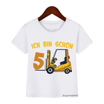 T-shirts til drenge sjove gravemaskine tegnefilm print 1to9 år gamle birthday party tøj sommer cool boy tøj mode tshirt toppe
