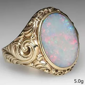 2021Gold Mode Oval Opal Ring anillos mujer Kvinde ringe koreansk mode gotiske tilbehør guld smykker bryllup engagement ring