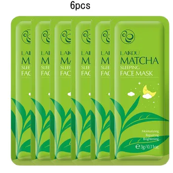 6stk Matcha Sove Maske Ikke-Vask Fugtgivende Hydrating Kridtning Anti Rynke Bærbare Ansigt Maske, Skin Care
