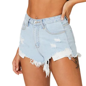 VICABO 2021 Nye Denim Shorts Dame Højtaljede Shorts Jeans Sexet Tassel Hotpants Elastisk Sommeren Afslappet Beach Kvinde Tøj