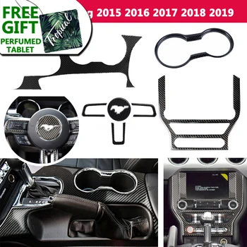 Carbon Fiber Bil interiør Trim Cover Sticker Til Ford Mustang-2018 2019 Dash Konsol Gear Shift Panel Dekoration Klistermærker