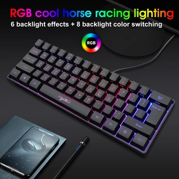 2021 Nye V700 61 Nøgler USB-Kablet Gaming Tastatur RGB LED-Baggrundsbelyst Tastatur til Bærbar PC Spil