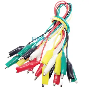 Dobbelt-ledes med wire krokodillenæb (små) 5 farver, 2 af hver Test wire Reparation link kabel Samlede længde 46CM