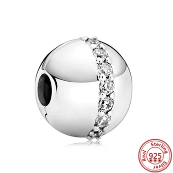 Nye 925 Sølv, Pink, Blå, Hvide Zircon Kærlighed Hjerte Mousserende Klip, Perler Passer Oprindelige Pandora Armbånd DIY Kvinder Smykker Gave
