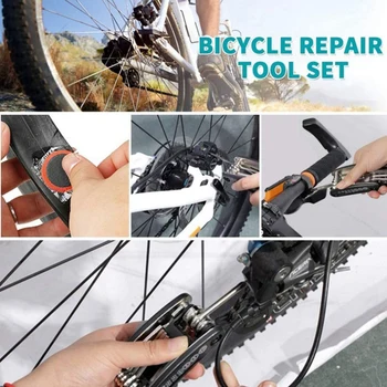 Cykel reparationssæt, Multi-Funktion Cykel Taske med lappegrej, Bærbare Self Patch Reparation Cykling Værktøj til racercykler