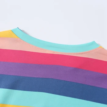 Harajuku Ung For Evigt, Print T-Shirt Afslappet Koreanske Regnbue Striber Design Streetwear High Street Nye Sommer Afgrøde Tøj