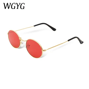 2021 WGYG Ovale Solbriller Kvinder Mænd Briller Dame Luksus Retro Metal solbriller Vintage Spejl UV400