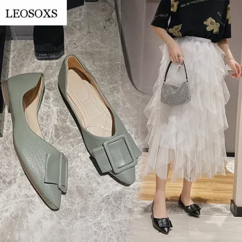 LEOSOXS Kvinder Lejligheder Spids Tå Bløde Bund Slip-On Sko, Loafers Plus Size Damer Lejligheder Komfort Loafers Casual Sko Mode