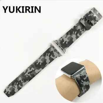 YUKIRIN Camouflage Silikone Sport Band For Apple-Ur Serie 5 4 3 2 1 Håndledsrem for iWatch 42mm 44mm Wriststrap