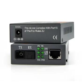 1 Par Media Converter HTB-3100 Gigabit Fiber Optisk Single Mode Enkelt SC Fiber Port 25 KM Ekstern Strømforsyning 10/100M 2stk