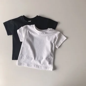 2021 Sommeren Nye Solid Farve Børn T-Shirt Sort Til Drenge Hvid Kids T-Shirt Pige Tee Bomuld Kortærmet Toppe