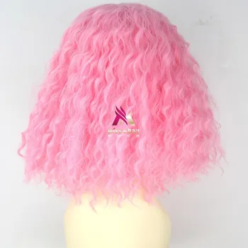 Pink Nicki Minaj Amerikanske Stjerne pink paryk curly party pink paryk Rolle Spiller hår Tegneserie lyst hår med hair+paryk hætten gratis fragt