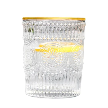 380/280ML Vin Glas Præget Solsikke Frugt Juice Drink Cup Klart Glas Te Og Drinkware Varme-Resistente Morgenmad Cup