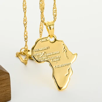 Afrika, Congo Algeriet Kort Halskæde Til Kvinder, Mænd Guld Farve Kobber Kæde Halskæder Hiphop Stil