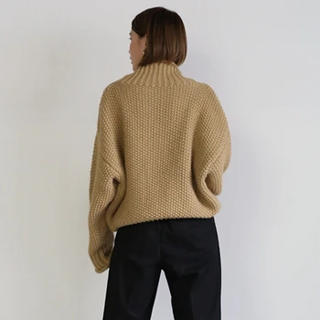Casual Løs Sweater Kvinder Rullekrave Pullovere Tyk Solid Koreanske Top Strik Plus Size Harajuku Efterår Og Vinter Varmt Tøj