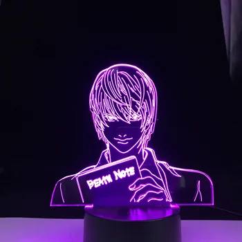 Anime Figur Death Note Yagami Akryl 3D LED Nat Lys Barn Fødselsdag Gave Lampe til Kid Soveværelse Indretning Nat Lys