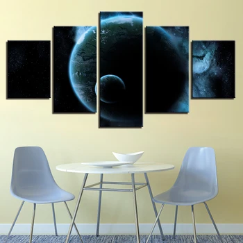 HD Udskrivning Landskab Billeder 5 Stykker Abstrakte Univers Planeter Modulære Lærred Maleri Plakat Væg Kunst, Dekoration Stue
