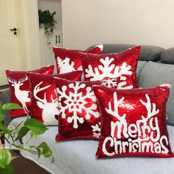 Nye to-farve Christmas red sequined pude Pude dække sofa pude, lænde-sofa bil pude seng bil Dec Engros FG1051
