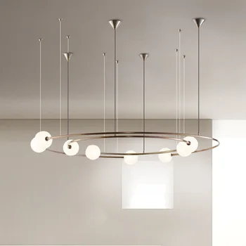 Moderne led-sten hængende lampe hanglamp luminaria pendente køkken inventar, køkken spisestue med bar, stue og spisestue