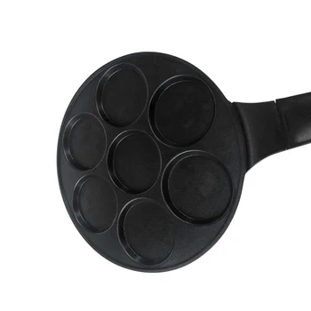 Bageforme 7 Huller Pande Runde Non Stick Aluminium Legering Mini Crepe Dumplings Holdbar Pandekager Lange Håndtag Omelet