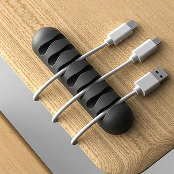 Silikone USB-Kabel Arrangør Kabel-Winder Skrivebordet Ryddeligt Management Klip Kabel Holder Til Mus Hovedtelefon Wire Organizer
