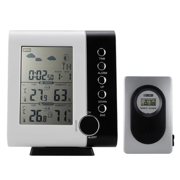 Trådløs Vejrstation Med Prognose Tabel Snooze Alarm Clock Display Kalender Temperatur Termometer Luftfugtighed Hygrometer