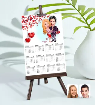 Personlig 15x21 cm Foto Kort Valentine Karikatur Af staffeliet 2021 kalender-2
