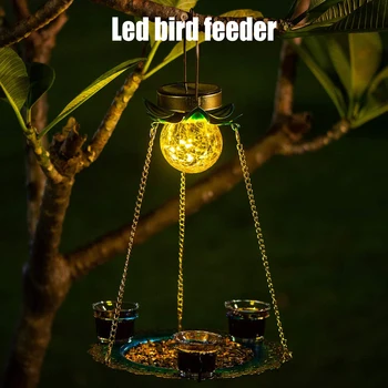 Solar Powered Fugle-Arkføderen Offentlig Hængning Vandtæt Fugle Fødevare Magasinet Haven Metal Blomst Dekorative LED-Belysning TN9