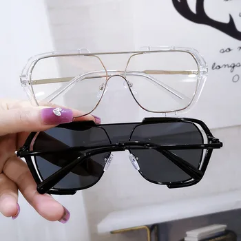 Nye Kvadratmeter Store Ramme i Ét stykke med Solbriller Personlighed Mænd og Kvinder Dobbelt Stråle Metal Mode Cool Briller