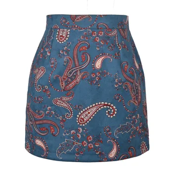 2021 kvinders Ruskind print nederdel efterår og vinter fashion cashew lynlås A-line nederdel
