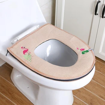 Toilet Sæde Med Fire Årstider Universal Lynlås, Velcro Fastener Dual-Purpose Closestool Vaskbar Pude