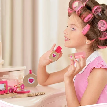 10 Stk Træ Foregive Spille Makeup Legesæt for Piger, Spille rollespil Kosmetik Taske Toy Simulering Skønhed Tilbehør til Børn