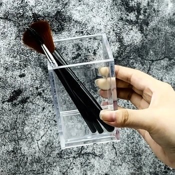 Nordisk Ins Stil Messing Glas Makeup Børste Opbevaring Rør Lys Luksus Transparent Pen Indehaveren Kosmetik Opbevaringsboks Container