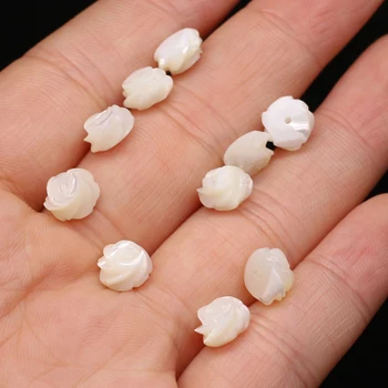 Engros 5pcs Naturlige Ferskvands-Hvid Shell Perler, Fine Blomst Shell Løse Perler for at Gøre Jewerly Tilbehør